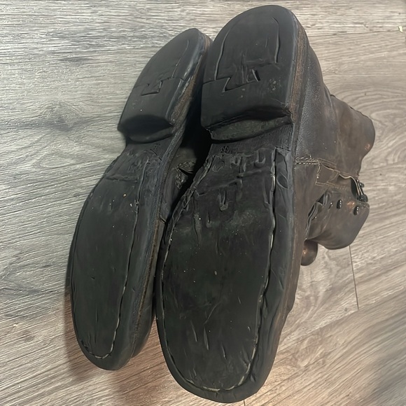 A S 98  Brown Square Toed Twin Brown Spat Front Button Design Boots EUC - Picture 9 of 13